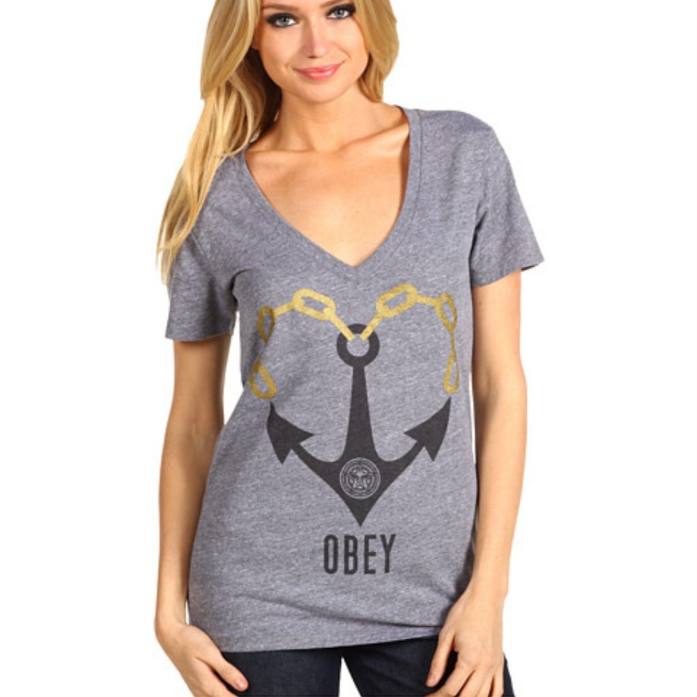 Obey Anchor Heather Grey Tee